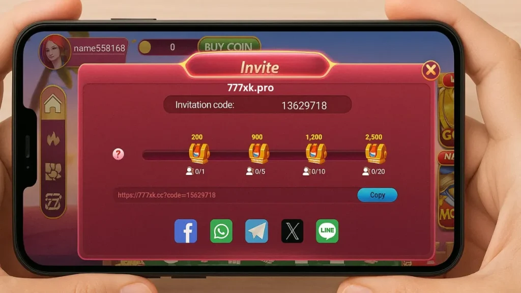Invite one friend to earn 200 in 777XK Game